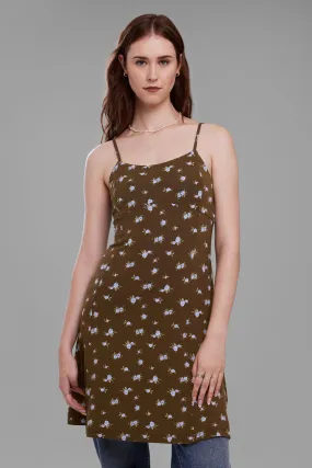 Robe courte à bretelles fines imprimé fleurs - Femme