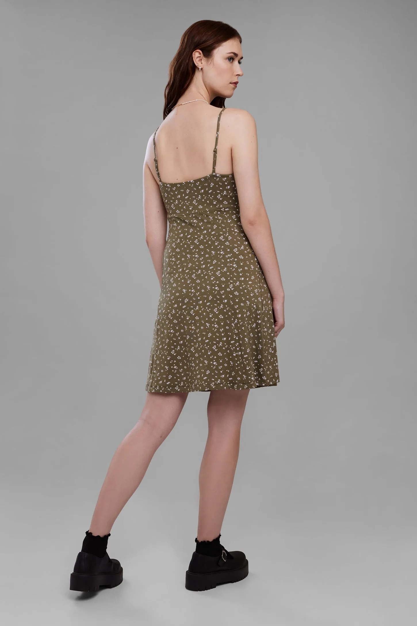 Robe courte à bretelles fines imprimé fleurs - Femme