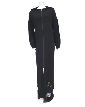 ROBE6 Black Zippered Hooded Modal Morning Robe