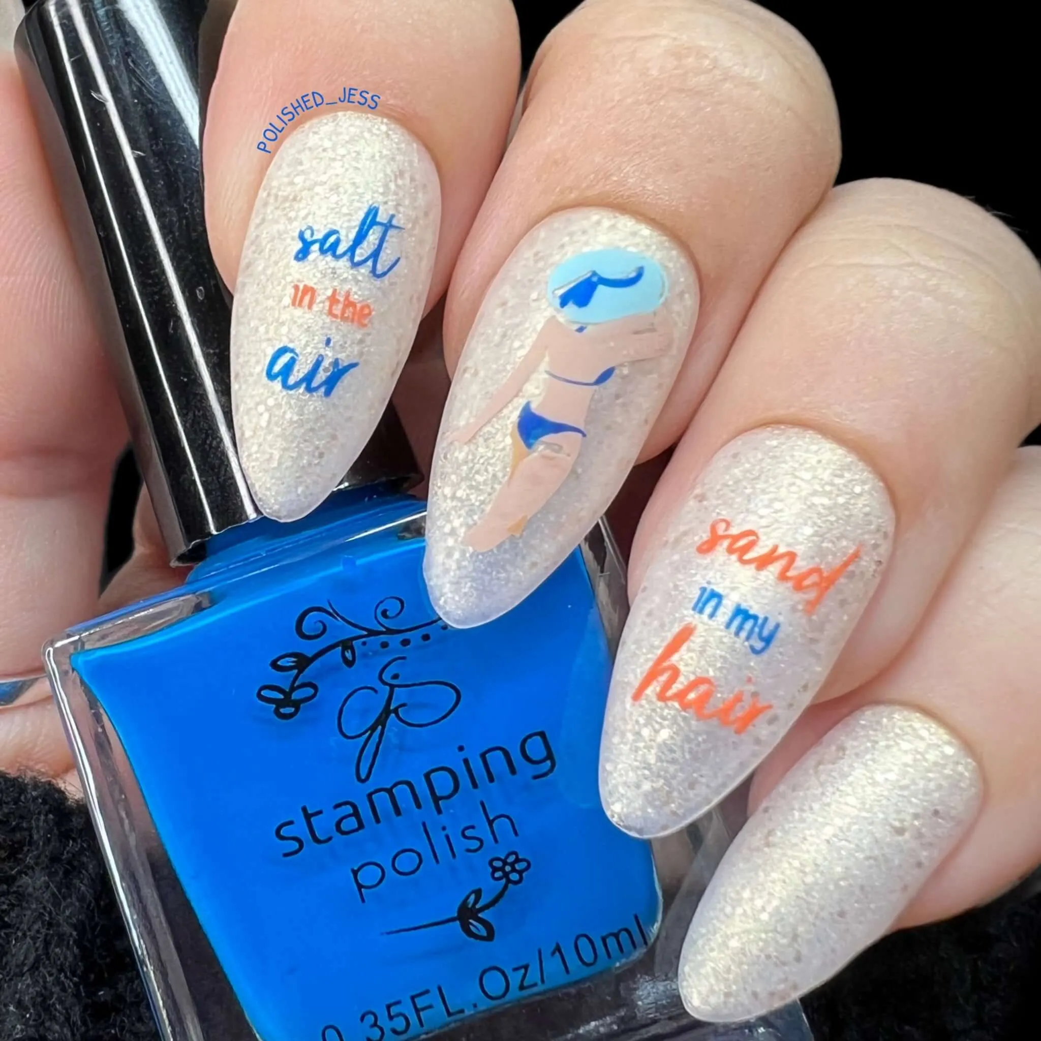 Sand in My Hair (CjS-302) Steel Nail Art Layered Stamping Plate