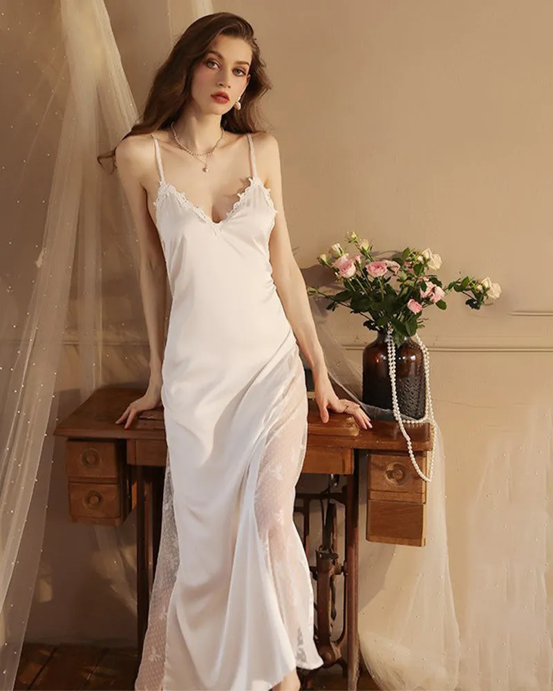 Satin Lace Long Sleeve Night Robe