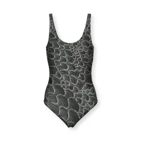 SCRIBBLEWAVE - Black & White Women's One Piece Swimsuit