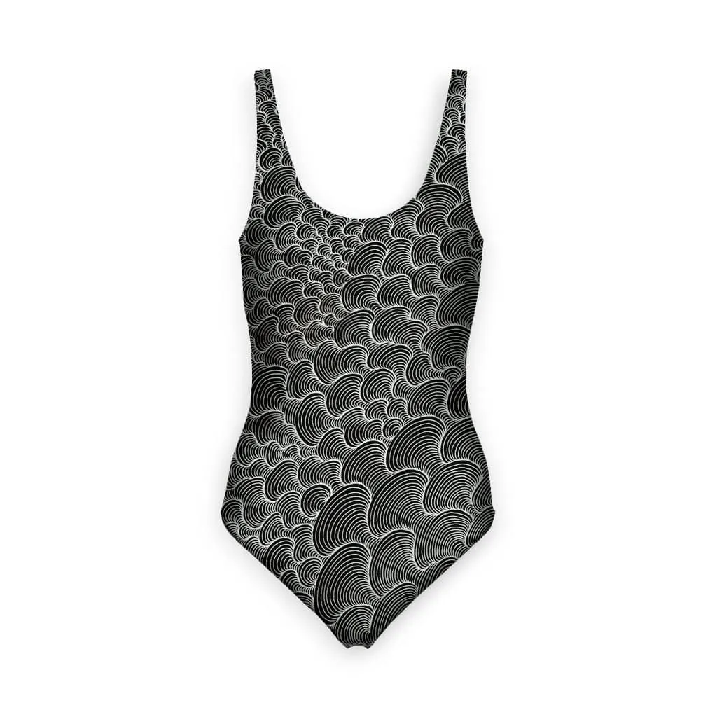 SCRIBBLEWAVE - Black & White Women's One Piece Swimsuit