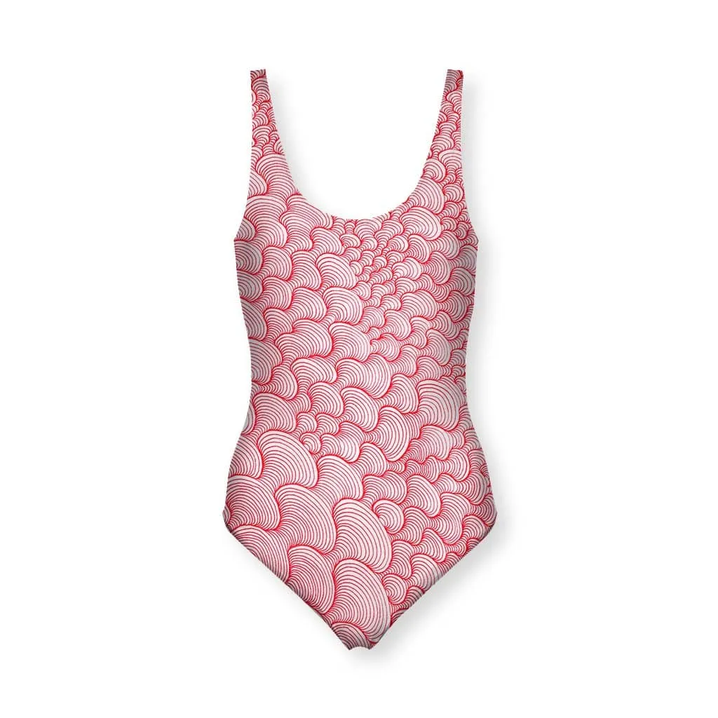 SCRIBBLEWAVE - Red Women's One Piece Swimsuit