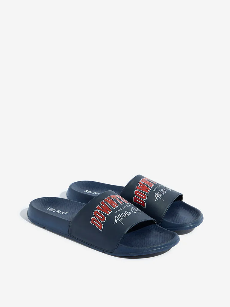 SOLEPLAY Navy Printed Slides