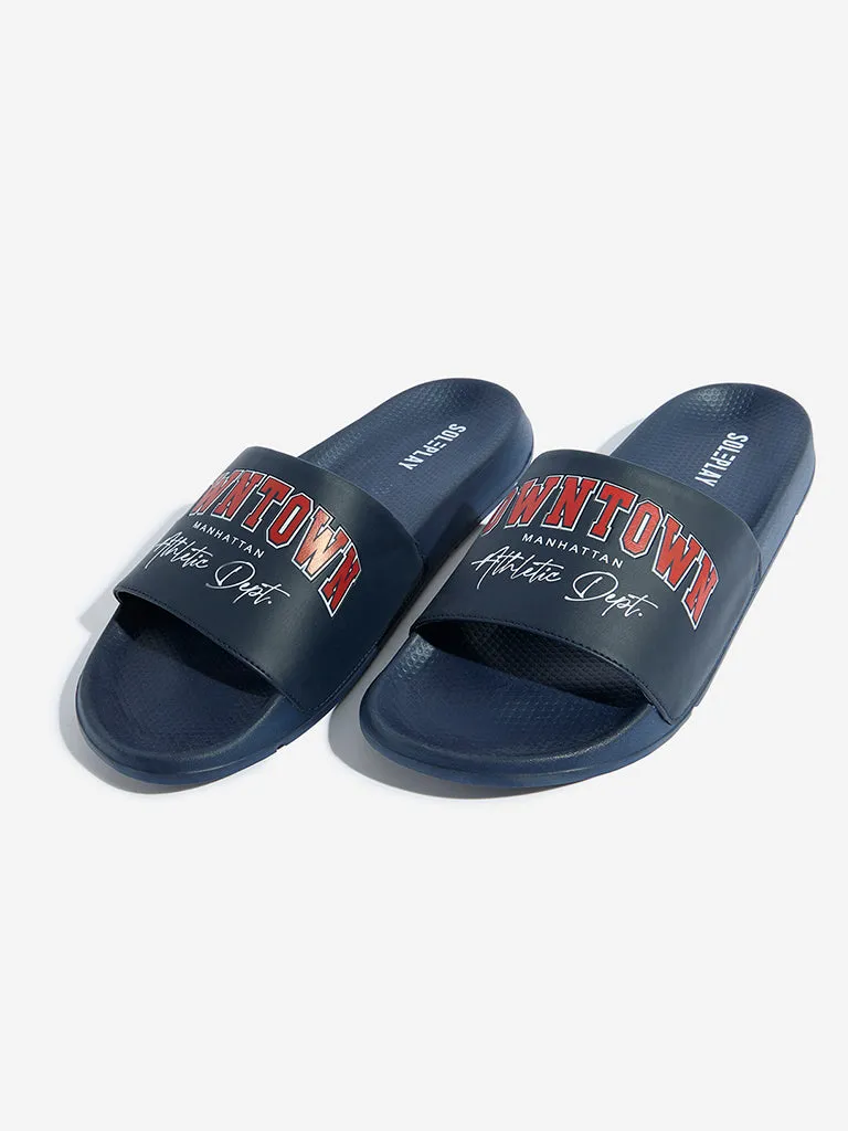 SOLEPLAY Navy Printed Slides