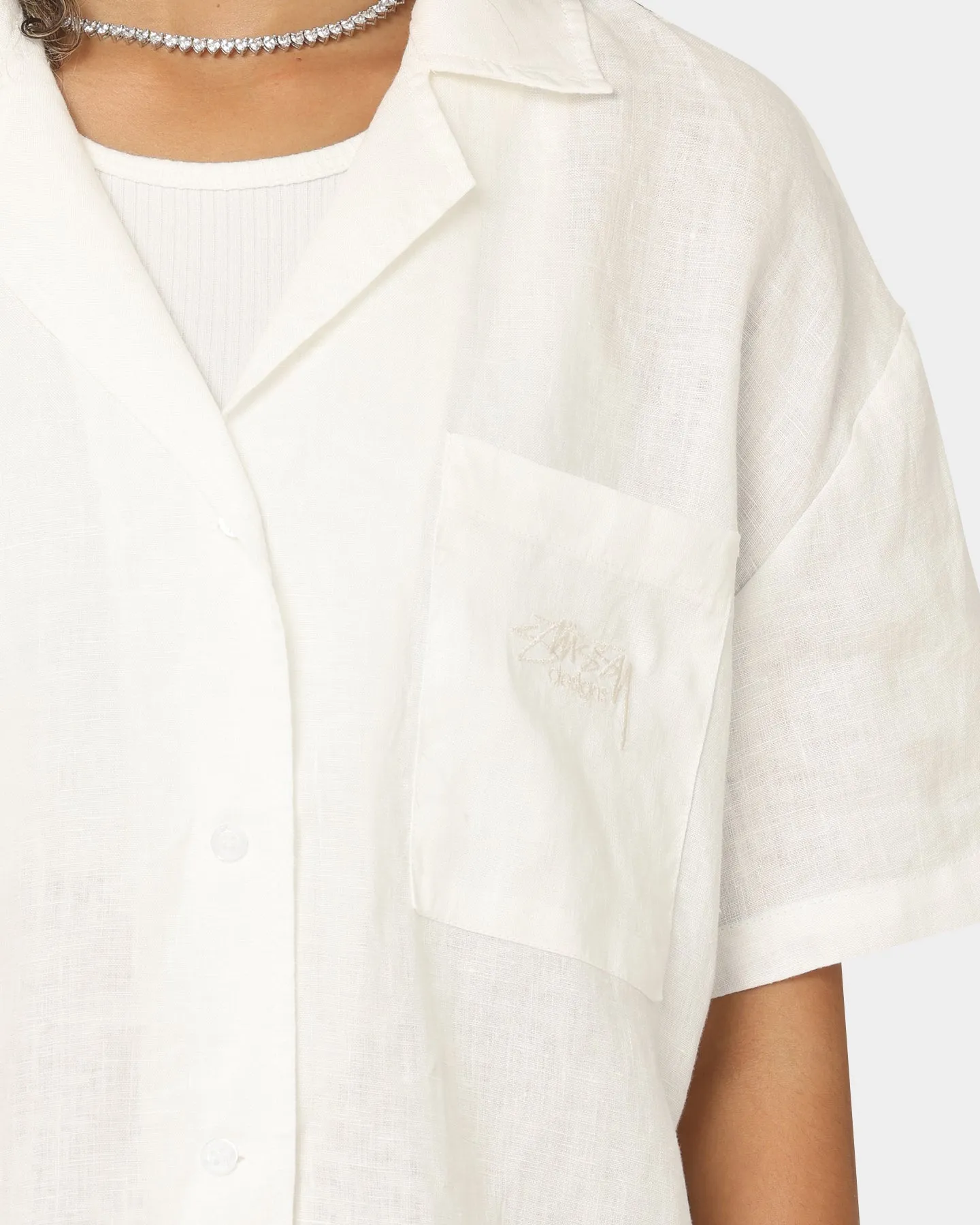 Stussy Women's Cali Linen Oversized Shirt White