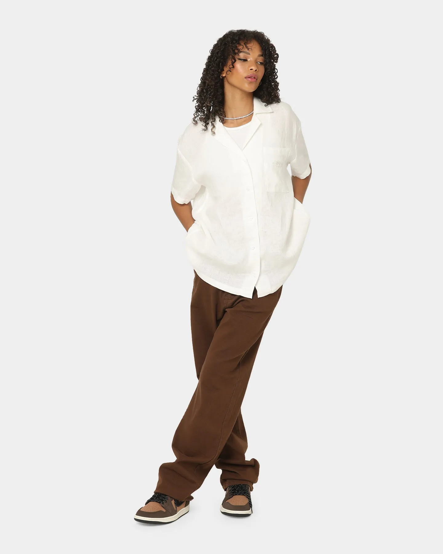 Stussy Women's Cali Linen Oversized Shirt White