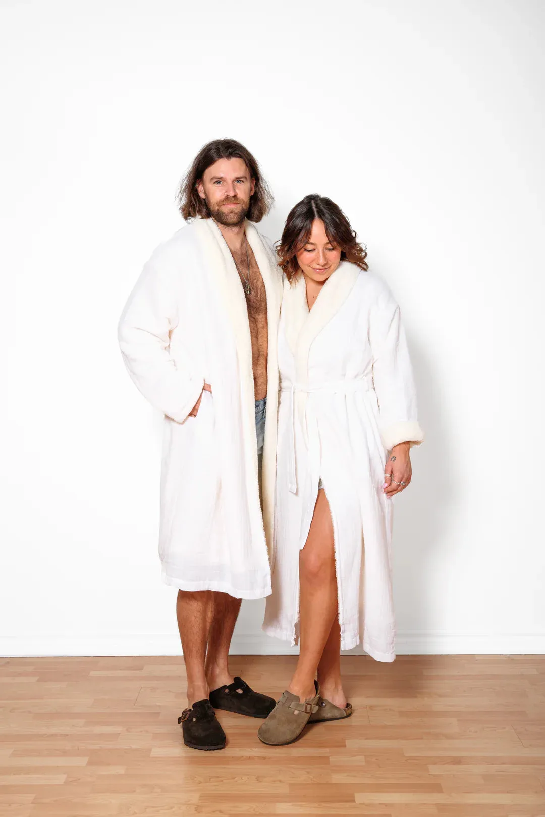 Tofino Towel Boreal Unisex Robe | White   Grey