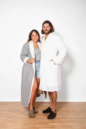 Tofino Towel Boreal Unisex Robe | White   Grey