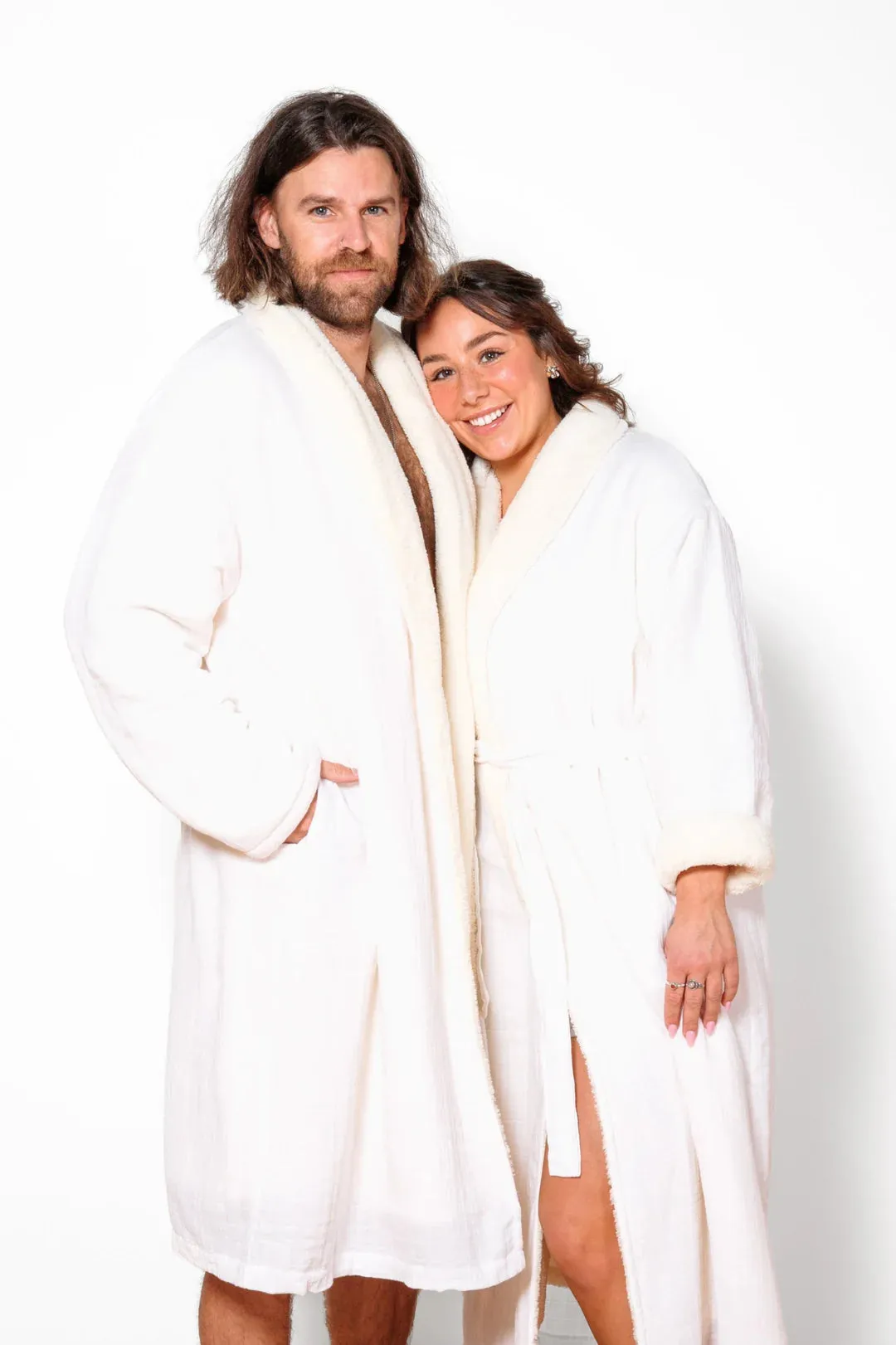 Tofino Towel Boreal Unisex Robe | White   Grey