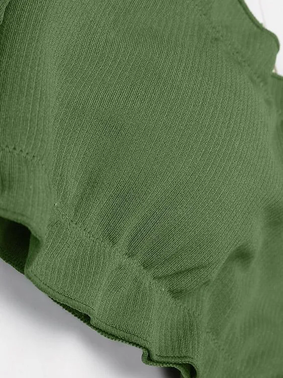 Wholesale Army Green Off The Shoulder Short Sleeve Bikinis