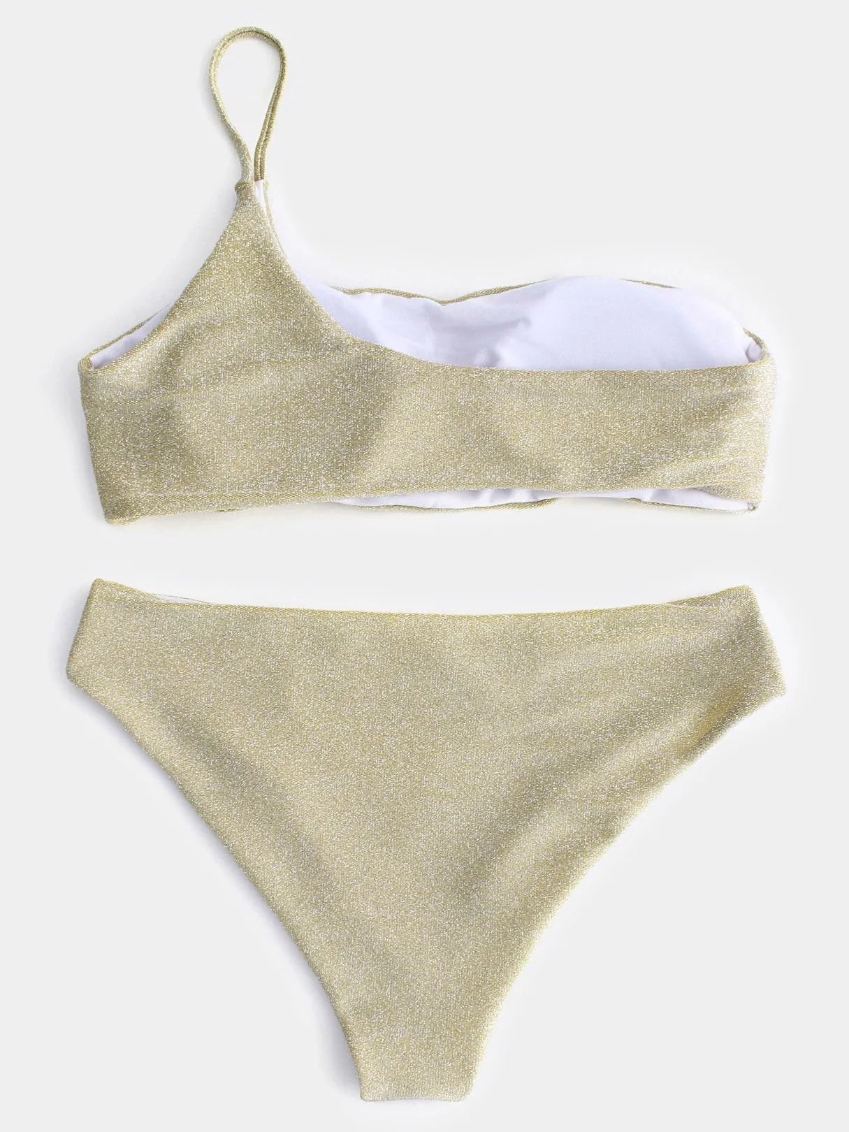 Wholesale Asymmetrical One Shoulder Gold 2 Piece Bikini