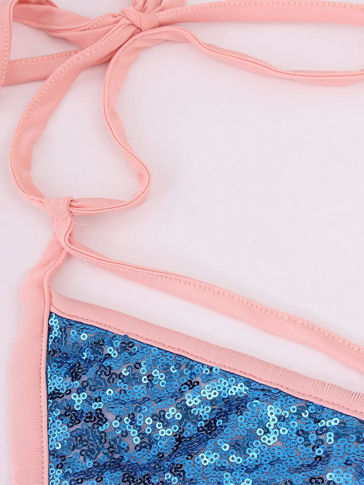 Wholesale Blue Sleeveless Sequins Embellished Bikinis