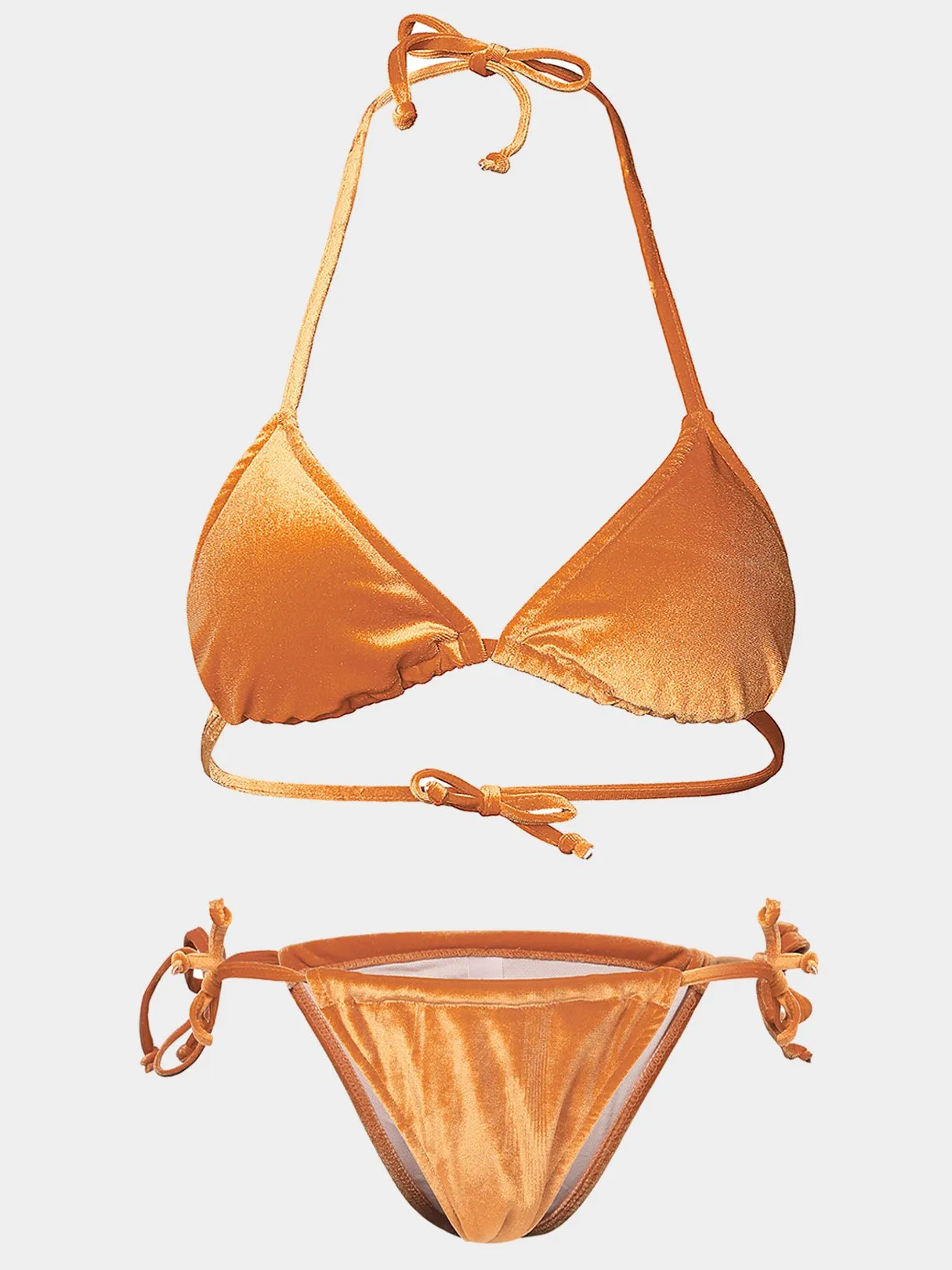 Wholesale Orange V-Neck Sleeveless Backless Two Piece Bikinis
