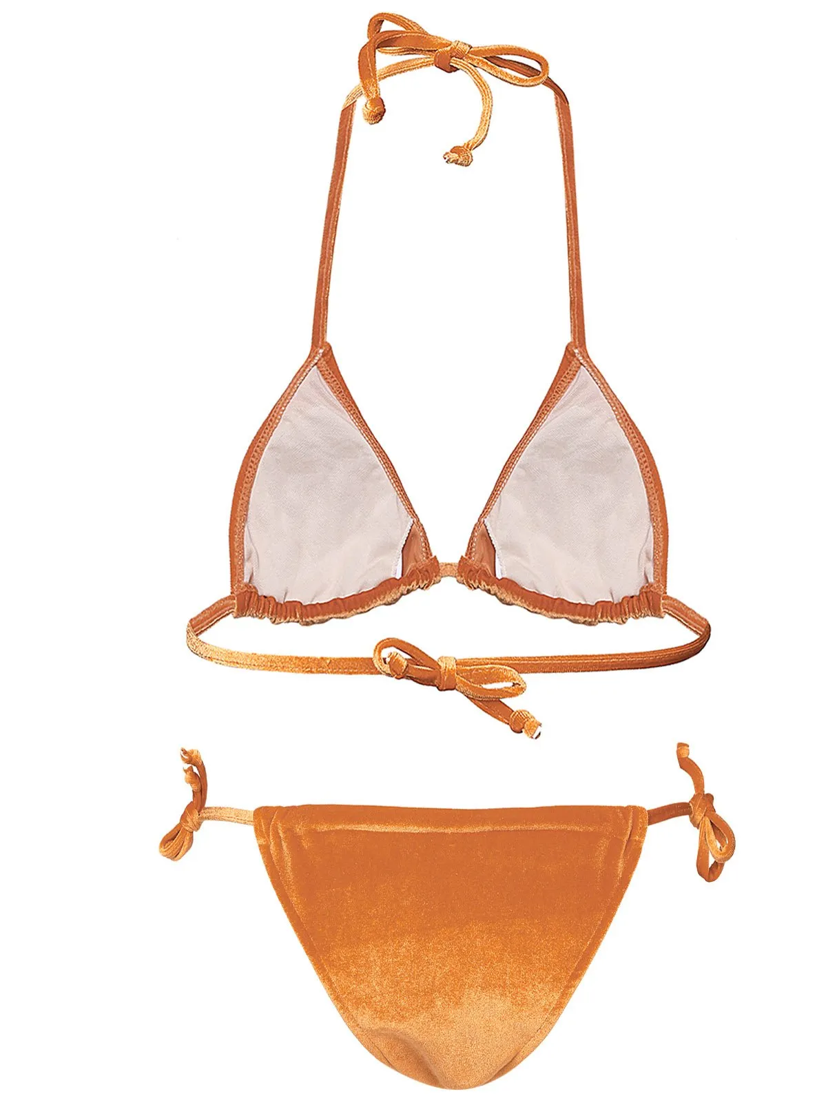 Wholesale Orange V-Neck Sleeveless Backless Two Piece Bikinis