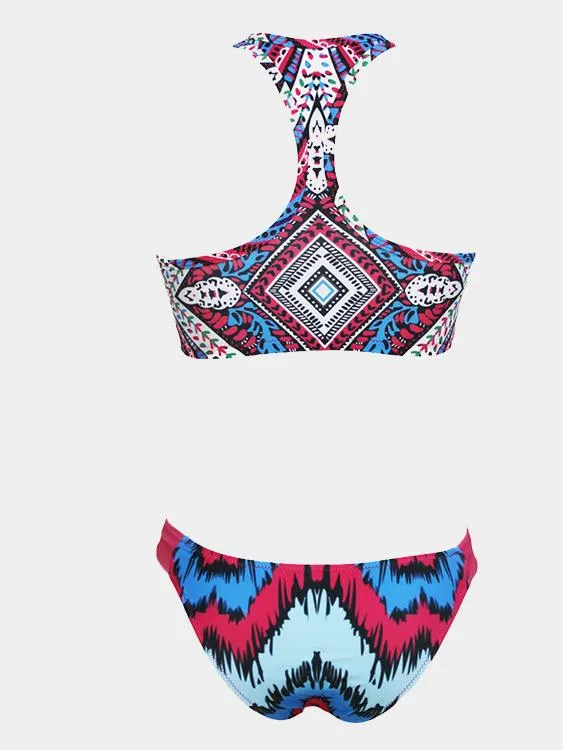Wholesale Round Neck Sleeveless Geometrical Bikinis