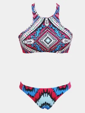 Wholesale Round Neck Sleeveless Geometrical Bikinis