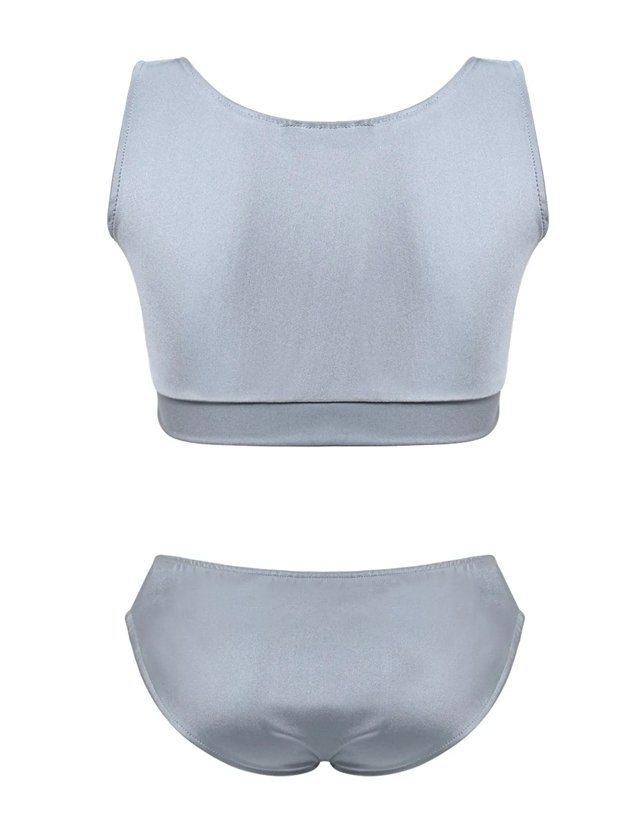 Wholesale Silver Round Neck Sleeveless Two Piece Bikinis