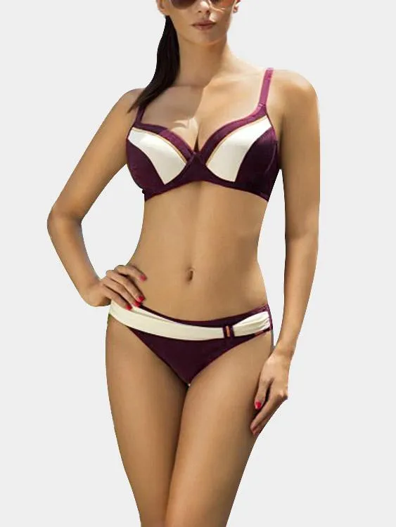 Wholesale Sleeveless Burgundy 2 Piece Bikinis